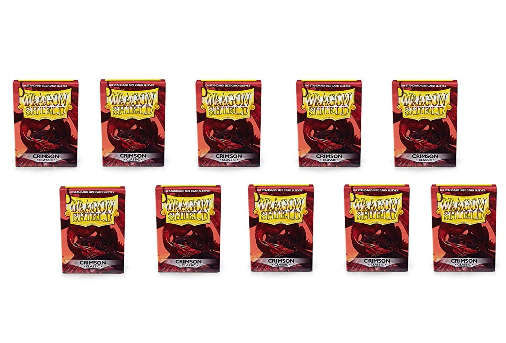 10 Packs Dragon Shield Classic Crimson Standard Size 100 ct Card Sleeves Display Case