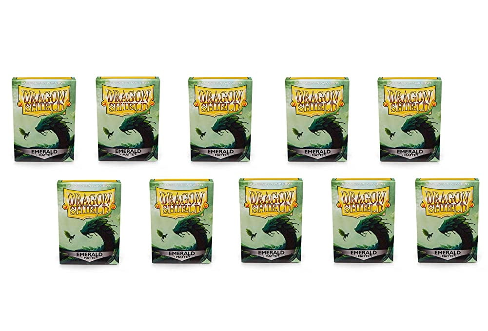 10 Packs Dragon Shield Matte Emerald Standard Size 100 ct Card Sleeves Display Case