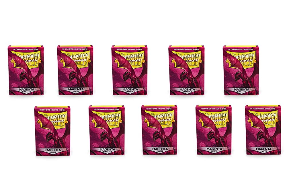 10 Packs Dragon Shield Matte Magenta Standard Size 100 ct Card Sleeves Display Case