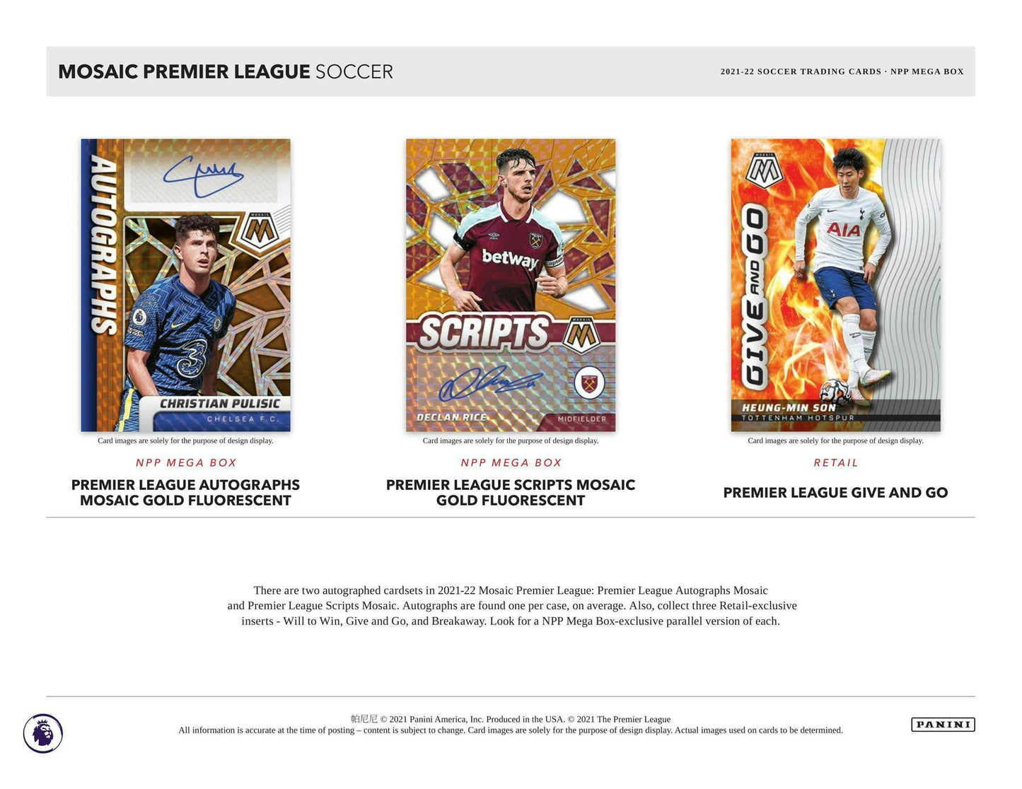 2021/22 Panini Mosaic Premier League EPL Soccer Mega Box (Reactive Gold Parallels!)