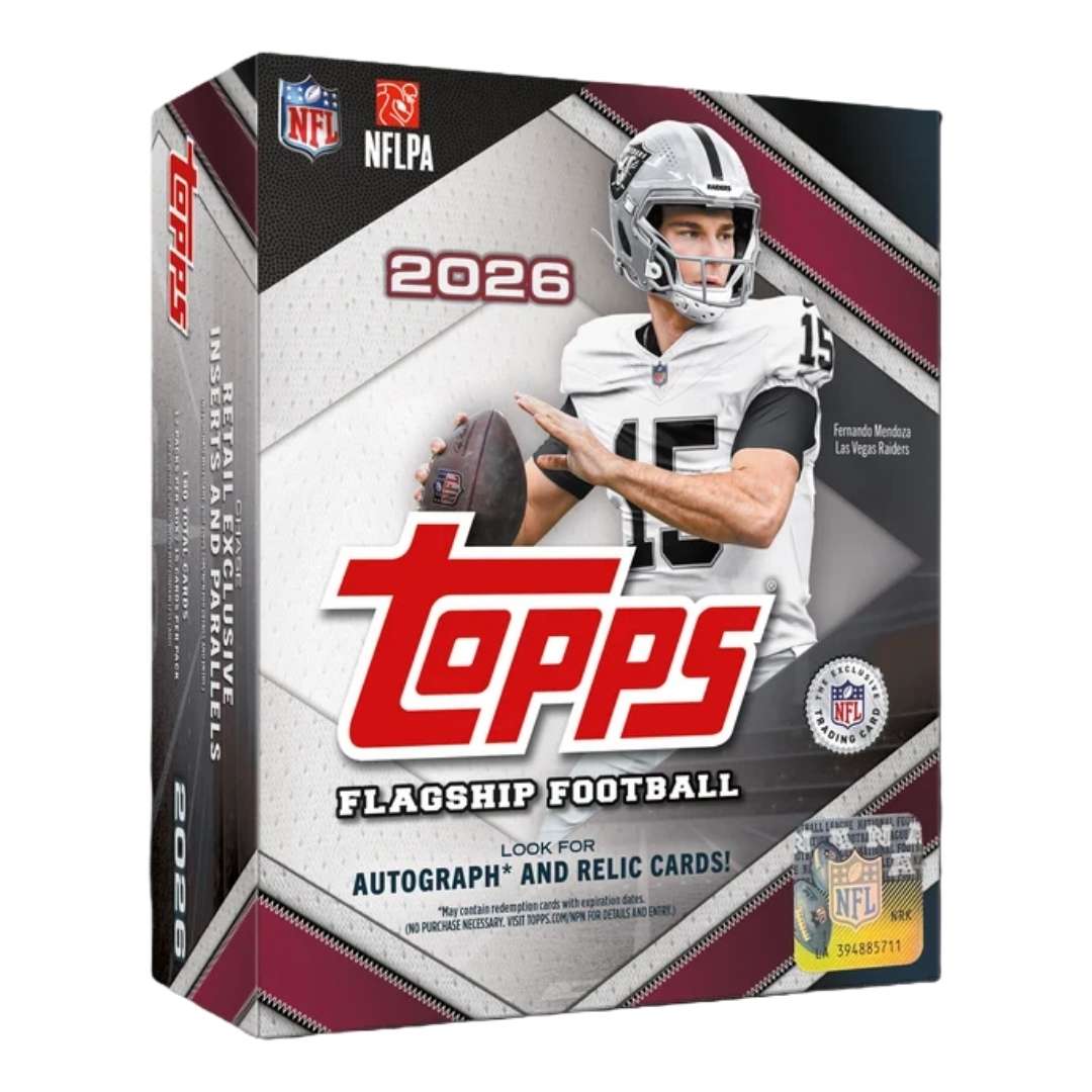2026 Topps NFL Flagship Football Trading Card Mega Box - 12 Packs (15 Cards per Pack, 180 Total Cards)
