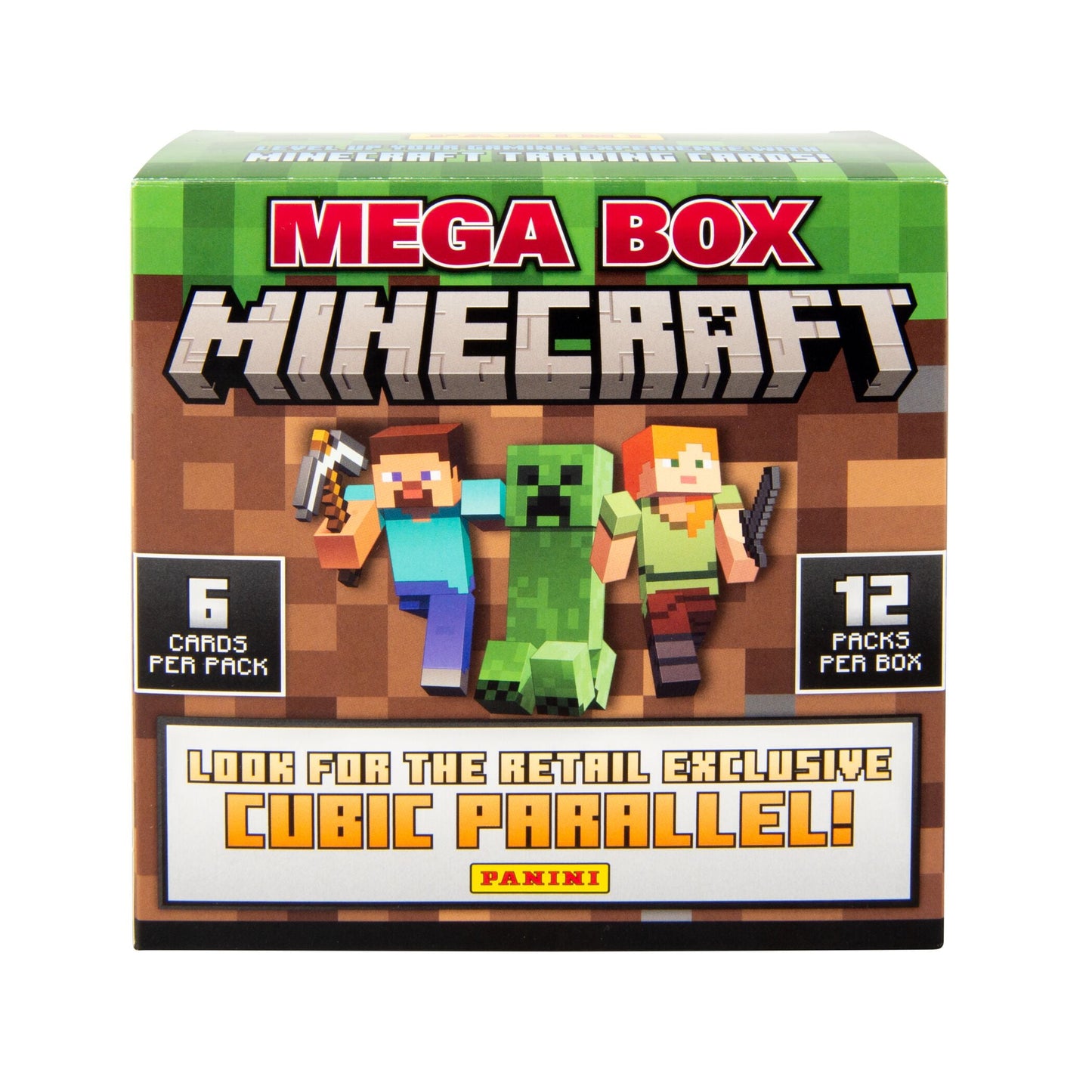 Panini Minecraft Mega Box – Official Trading Cards, 72 Cards per Box, Exclusive Foil Parallels, Rare Inserts, Great Gift for Kids & Gamers