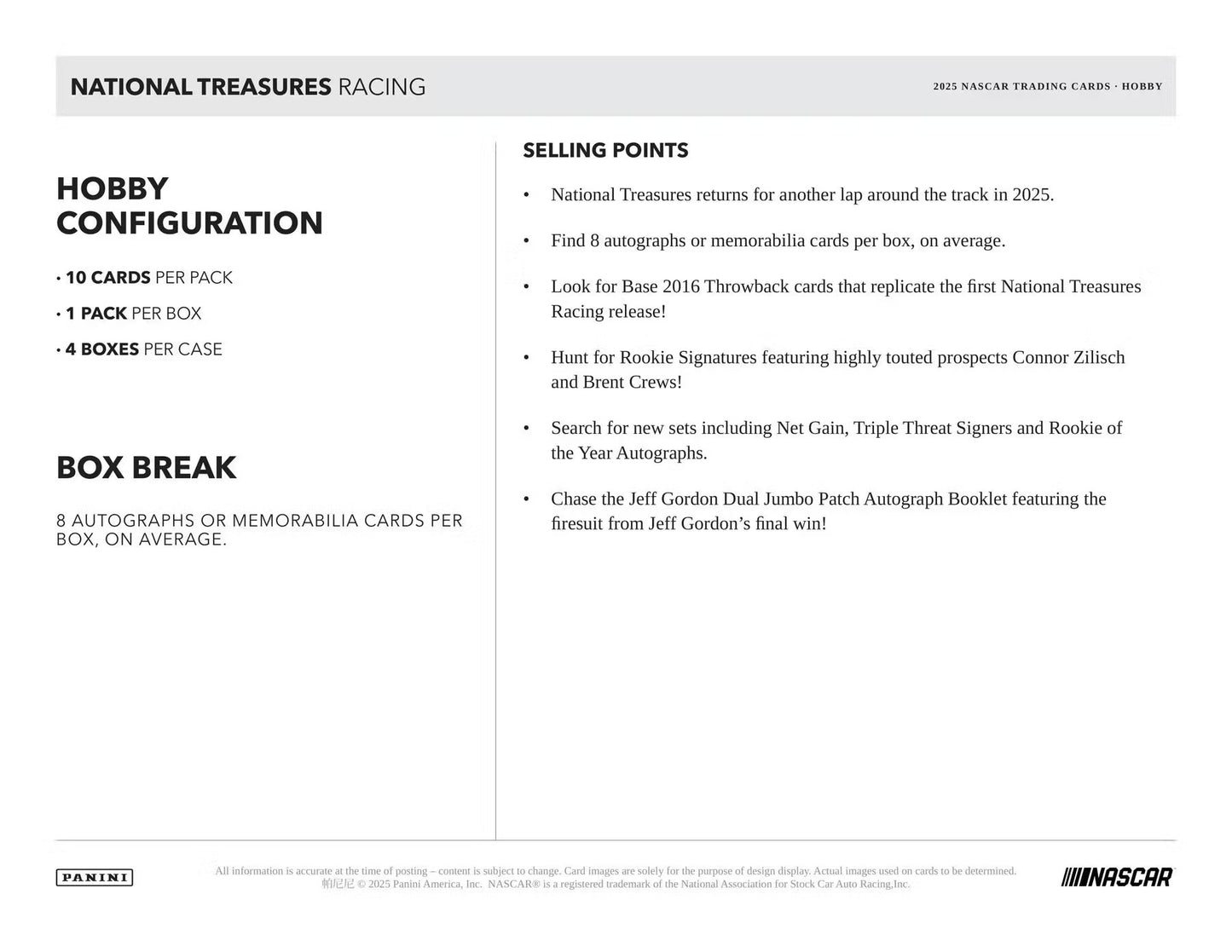 Panini 2025 National Treasures Racing Hobby Box