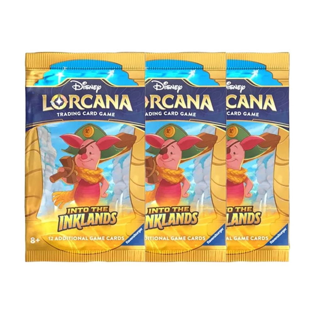 3 Packs Ravensburger 12 Card Booster Pack Lorcana Into the Inklands