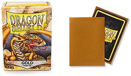 Dragon Shield 100ct Standard Card Sleeves Display Case (10 Packs) - Matte Gold