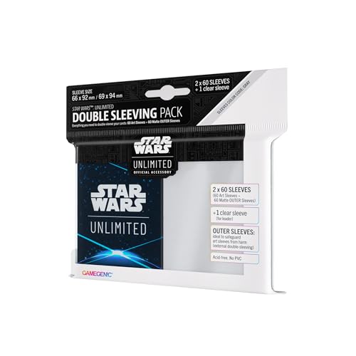 Star Wars Unlimited Space Blue Double SLEEVING Pack - Officially Licensed Set of 60 Art Sleeves + 60 Matte Outer Sleeves + 1 Clear Sleeve, Optimized for TCGs & LCGs, Made by Gamegenic
…
