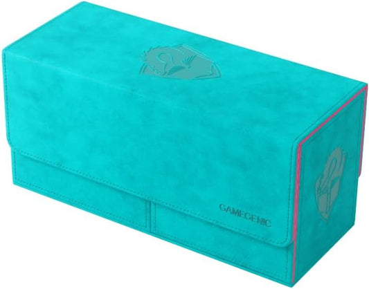 Gamegenic The Academic 133+ XL Premium Deck Box | Double-Sleeved Card Storage | Card Game Protector | Holds Up to 122 Cards Plus Game Accessories | Teal/Pink Color