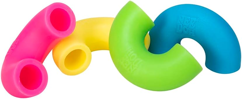 Schylling NeeDoh Mac 'N' Squeeze - Sensory Squeeze Toy - Contains 4 Squishy Noodles - 3" Wide - Color May Vary (Pack of 1)