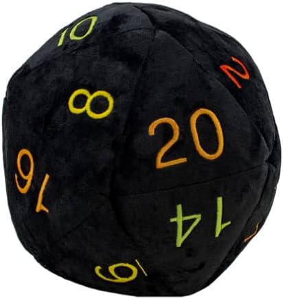 Ultra PRO - Black D20 Dice Plush Ultra Soft Fuzzy Dice Rainbow Stitching, Great Gift for Dungeons & Dragon Players, MTG, & True Gamers, Awesome Gamers Accessories, Desk Decoration, or Car Decoration