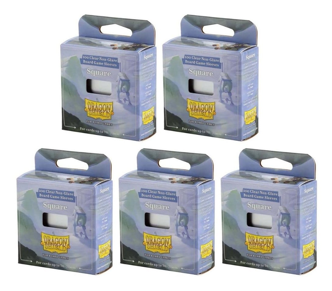 5 Packs Dragon Shield Board Game Sleeves 100 ct Square Size Card Sleeves Value Bundle!