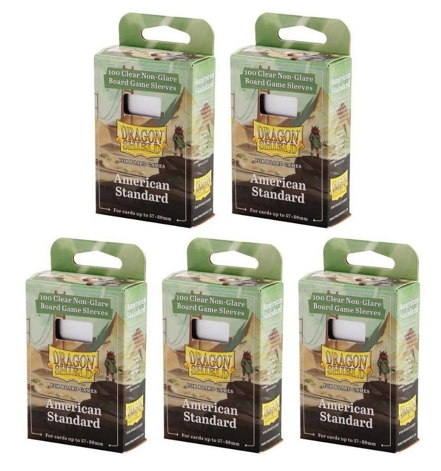 5 Packs Dragon Shield Board Game Sleeves 100 ct Standard American Size Card Sleeves Value Bundle!