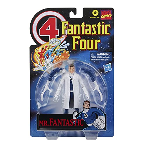 Marvel Hasbro Legends Series Retro Fantastic Four Mr. Fantastic 6-inch Action Figure Toy, Includes 4 Accessories