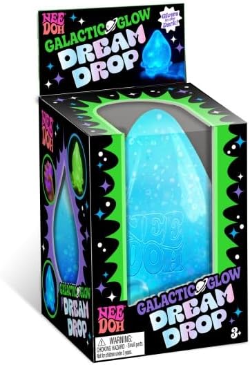 Schylling NeeDoh Galactic Glow Dream Drop Sparkle Waterdrop Fidget | Sensory Stress Toy, 1 Random Color
