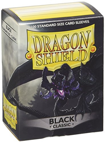 Dragon Shield Standard Size Card Sleeves Classic Black 100 CT - MTG Card Sleeves are Smooth & Tough - Compatible with Pokemon, Yu-Gi-Oh!, & Magic The Gathering Card Sleeves, (ART10002)