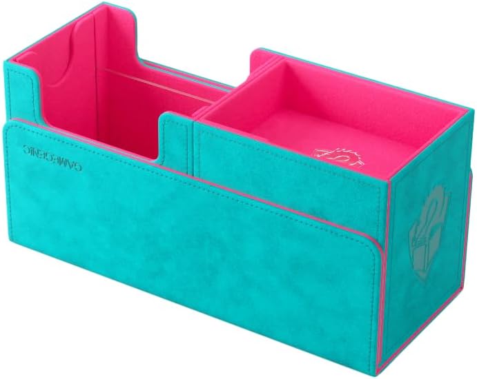 Gamegenic The Academic 133+ XL Premium Deck Box | Double-Sleeved Card Storage | Card Game Protector | Holds Up to 122 Cards Plus Game Accessories | Teal/Pink Color