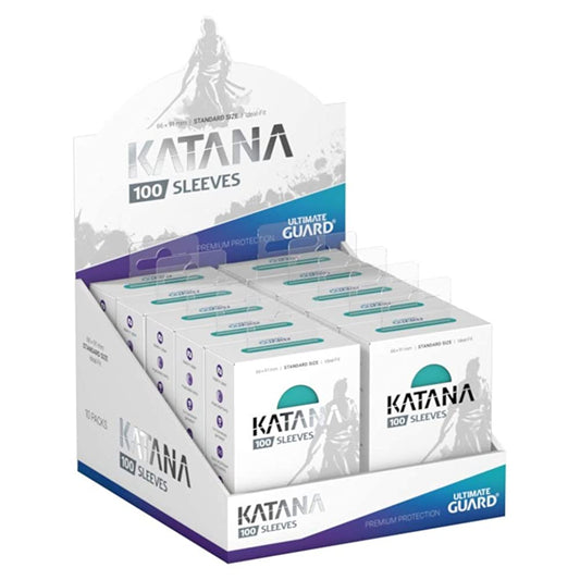 Ultimate Guard Katana Sleeves Turquoise Standard Size Cards Display Box [10 Packs]
