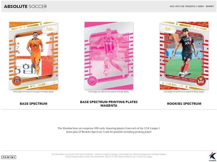 Panini 2025 Absolute K League Soccer Hobby Trading Card Box (3 Autograph or Memorabilia Cards Per Box)
