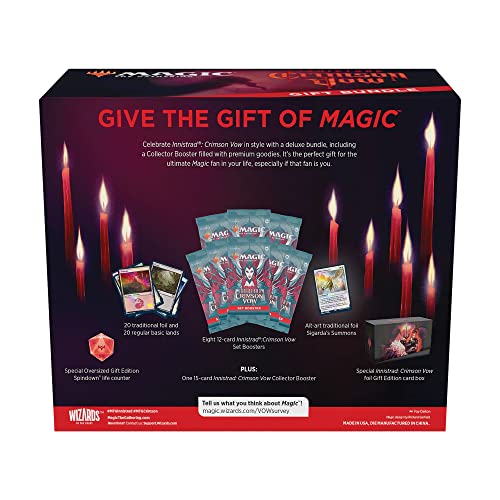 Magic: The Gathering Innistrad: Crimson Vow Gift Bundle | 8 Set Boosters | 1 Collector Booster | Accessories