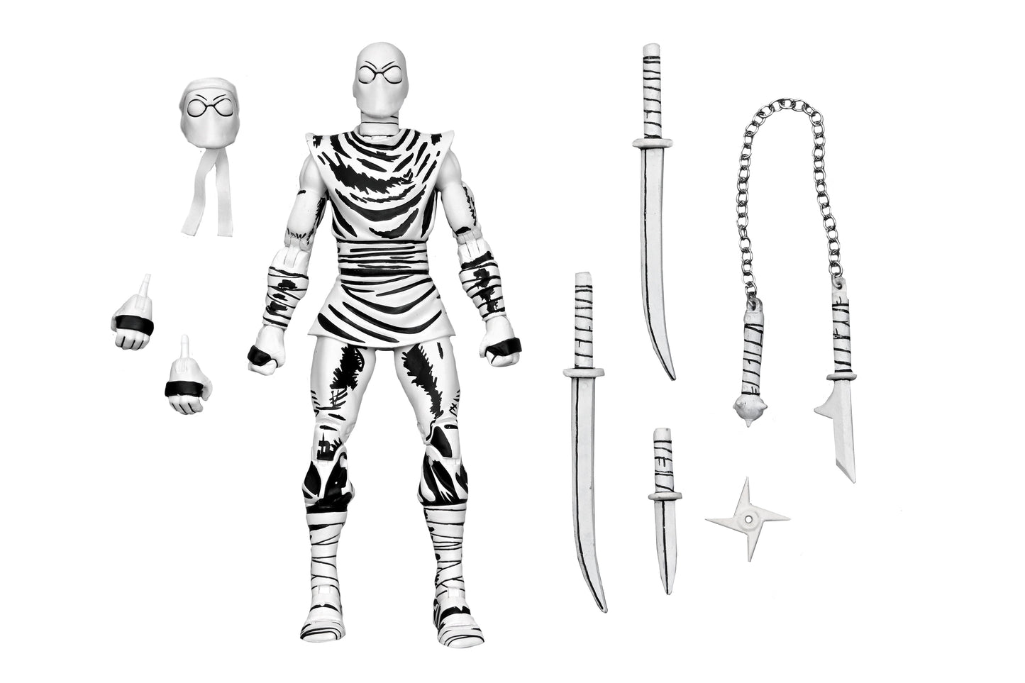 Teenage Mutant Ninja Turtles (Mirage Comics) 7" Black & White Foot Ninja Action Figure, by NECA