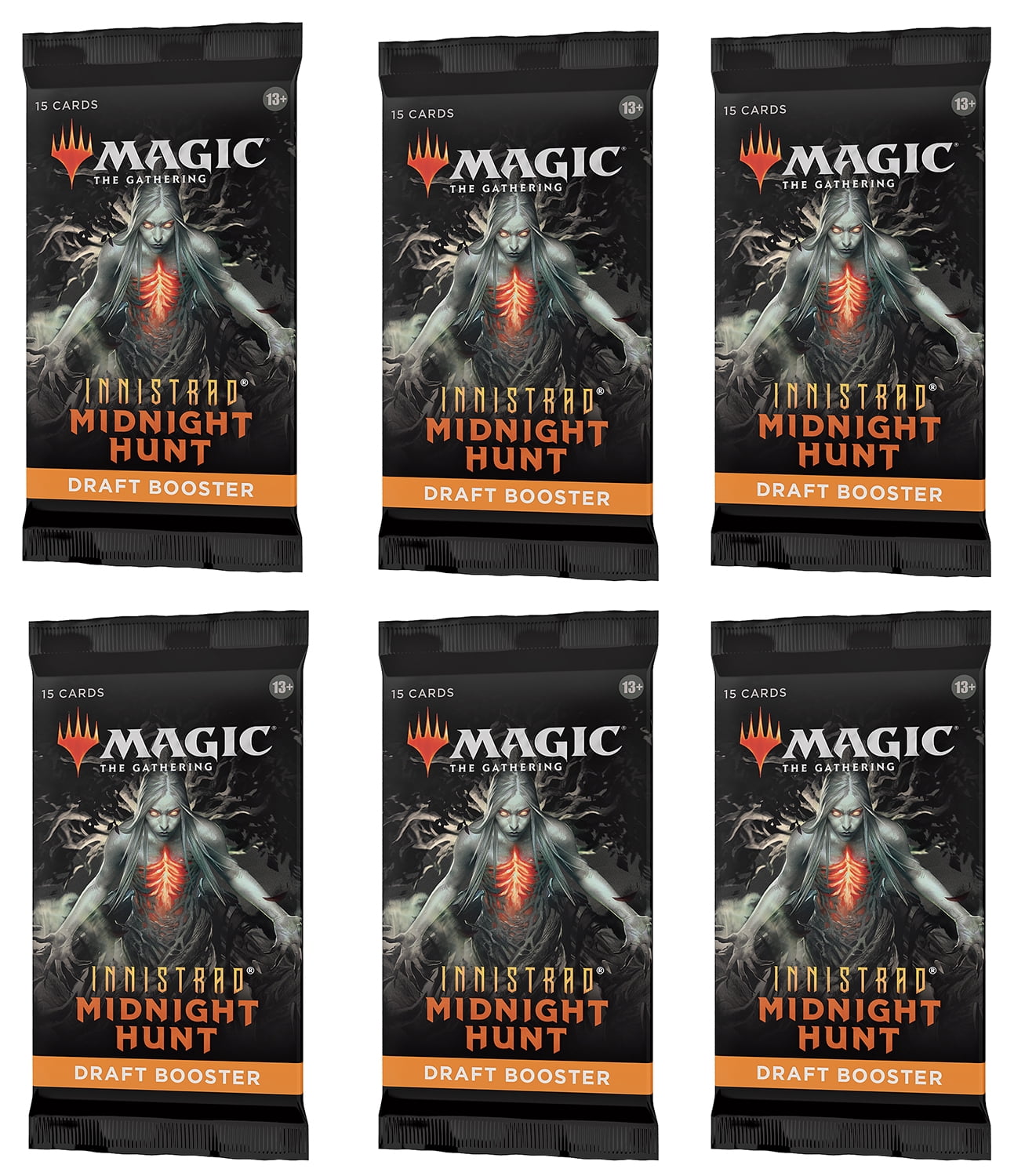 6 Packs MTG Draft Booster Pack Lot MTG Innistrad Midnight Hunt