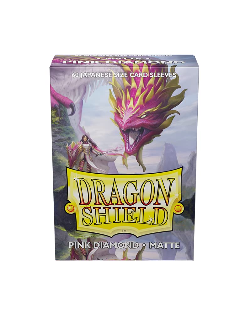 Dragon Shield Japanese Size Sleeves Matte Pink Diamond 60CT - Card Sleeves Smooth & Tough - Compatible with Pokemon, Yu-Gi-Oh!, & More TCG, OCG