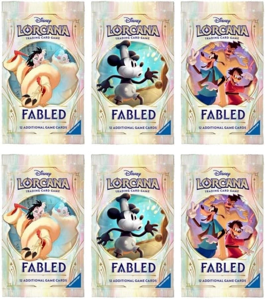 6 Packs 12 Card Booster Pack for Lorcana Fabled