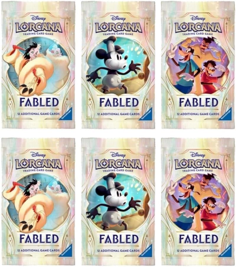 6 Packs 12 Card Booster Pack for Lorcana Fabled
