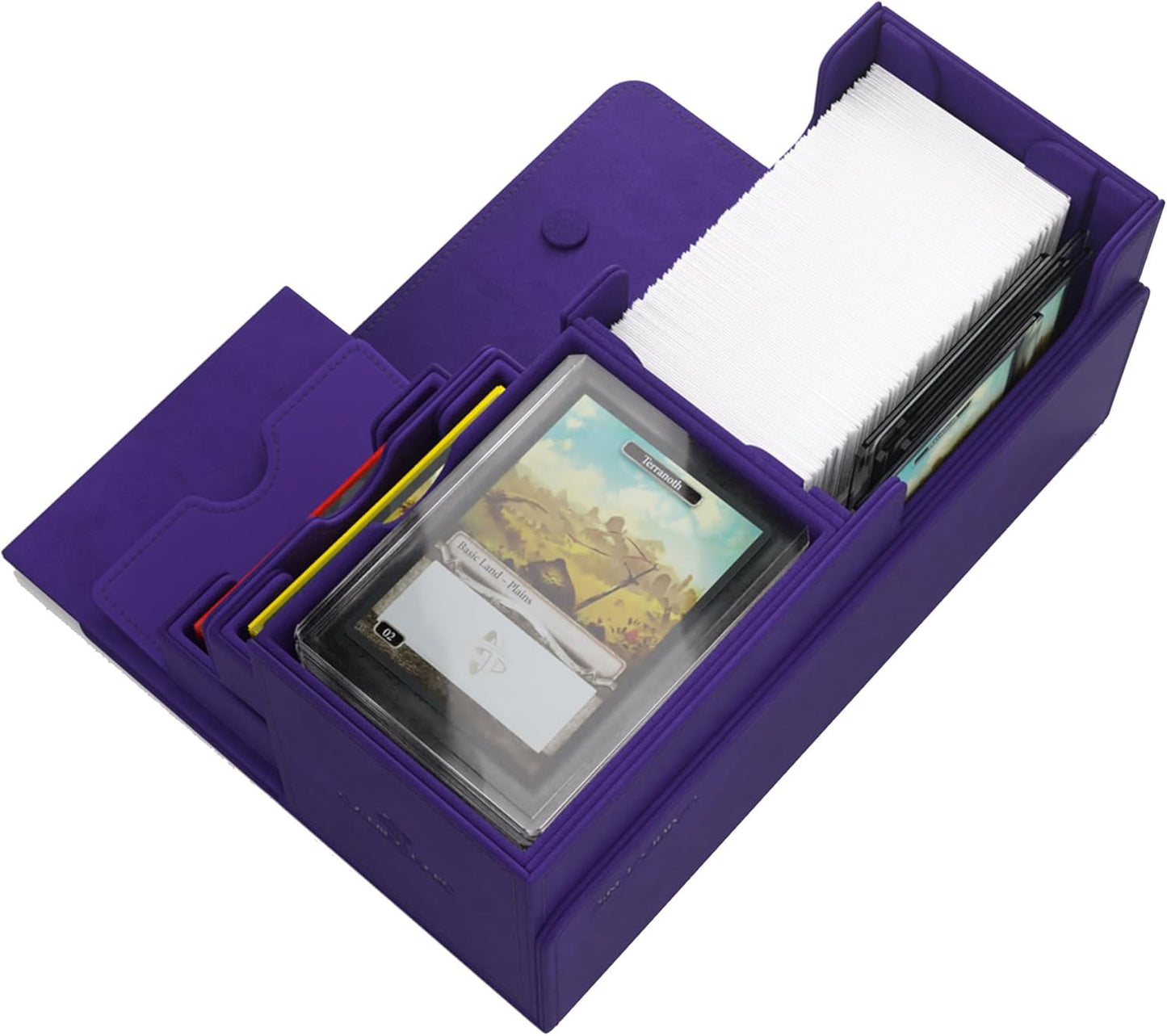 Gamegenic The Academic 133+ XL Premium Deck Box | Double-Sleeved Card Storage | Card Game Protector | Holds Up to 122 Cards Plus Game Accessories | Purple/Purple Color