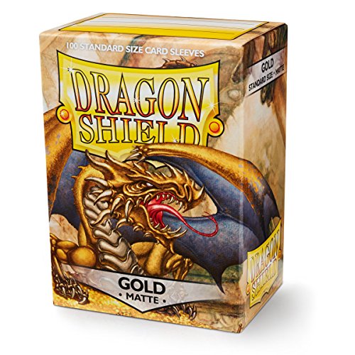 Arcane Tinmen Dragon Shield Standard Size Sleeves Matte Gold 100CT - Card Sleeves are Smooth & Tough