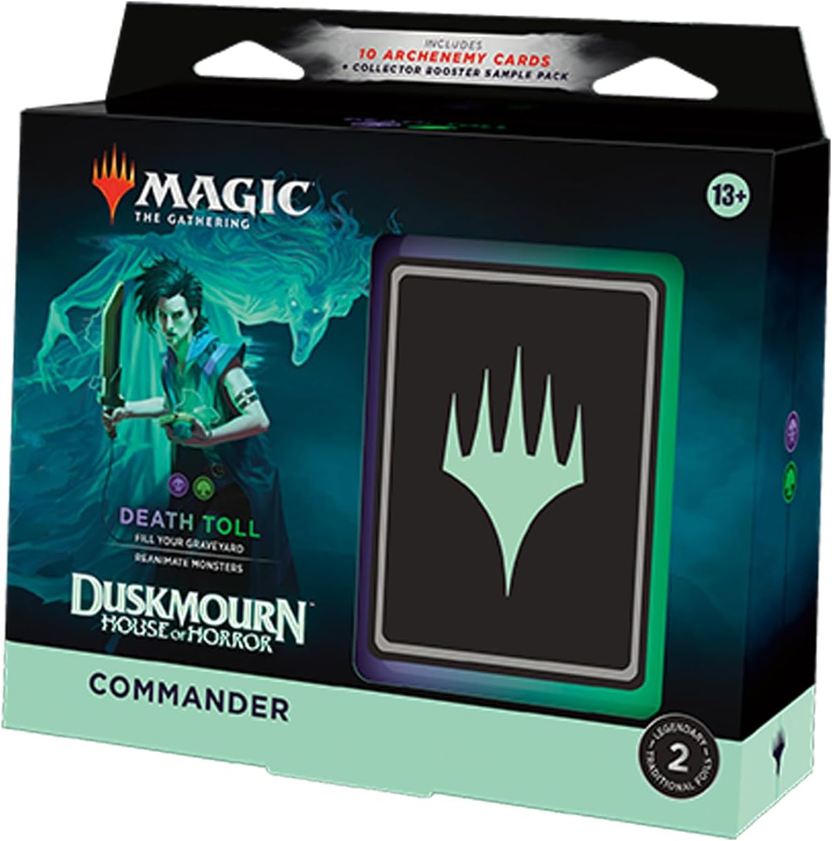 Magic: The Gathering Duskmourn: House of Horror Commander Deck - Death Toll (100-Card Deck, 2-Card Collector Booster Sample Pack + Accessories)