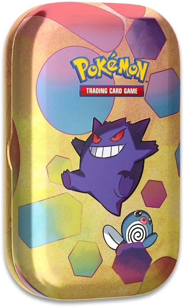 Pokemon TCG: Scarlet & Violet—151 Mini Tin – Gengar and Poliwag (2 Booster Packs, 1 Coin & 1 Art Card)