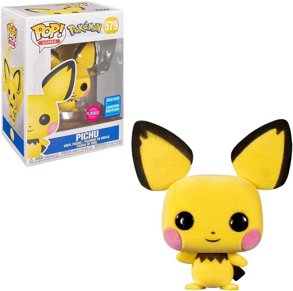 Funko Pop Games 3.75 Inch Action Figure Pokemon - Pichu Flocked #579 Exclusive