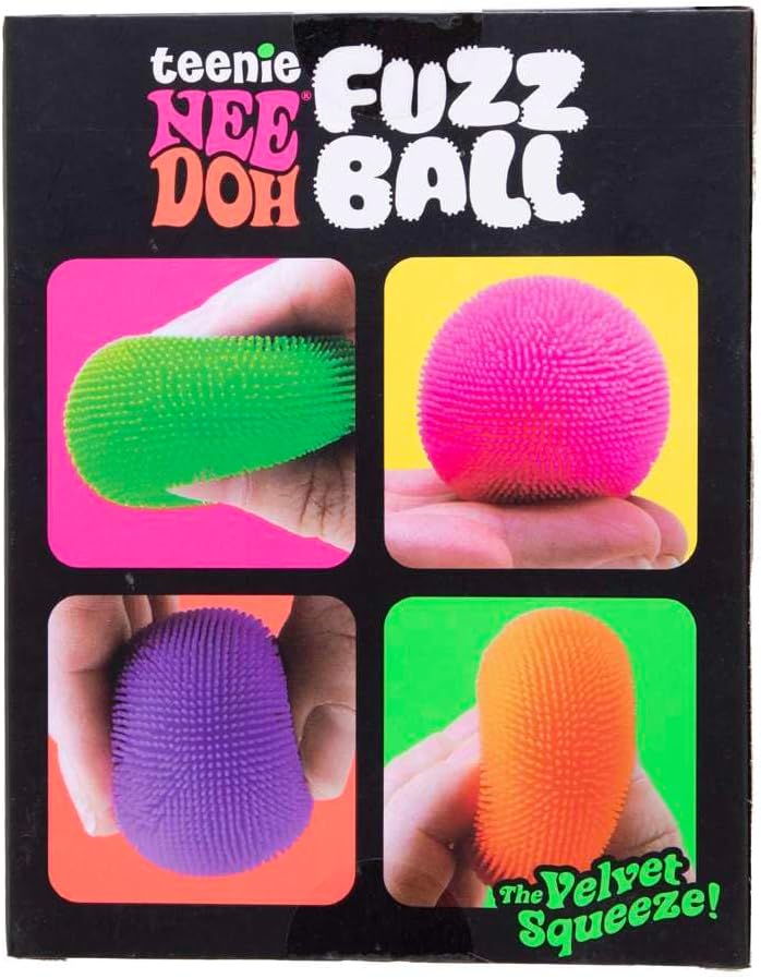 Schylling NeeDoh Teenie Fuzz Ball 4 Pack - Sensory Squeeze Toy - 1.5" in Diameter - Colors May Vary