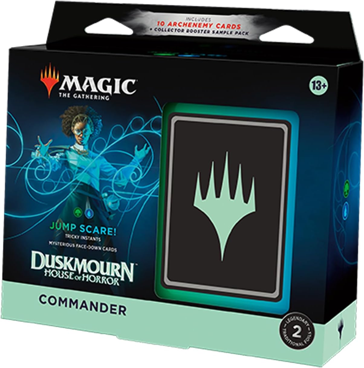 Magic: The Gathering Duskmourn: House of Horror Commander Deck - Jump Scare! (100-Card Deck, 2-Card Collector Booster Sample Pack + Accessories)