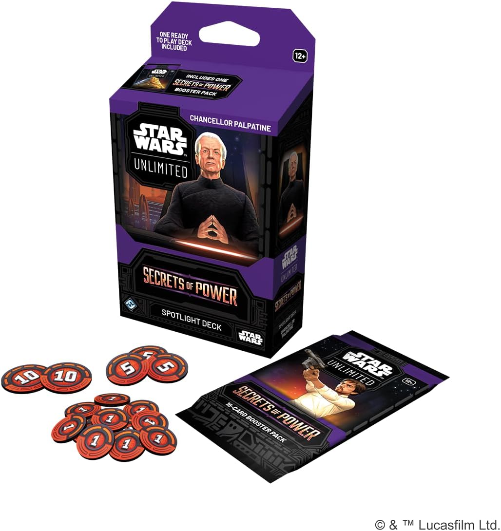 Star Wars: Unlimited TCG Secrets of Power Chancellor Palpatine SPOTLIGHT DECK - Pre-Built 50-Card Ready-to-Play Deck with Booster Pack, Ages 12+, 2+ Players, 20 Minute Playtime - Presale Ships 11/07/2025