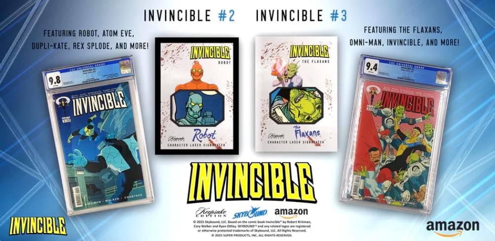2025 Invincible Season 1 Keepsake Premiere Hobby Edition: 2 Relics Per Box Guaranteed, Chase Rare Autos & Patches
