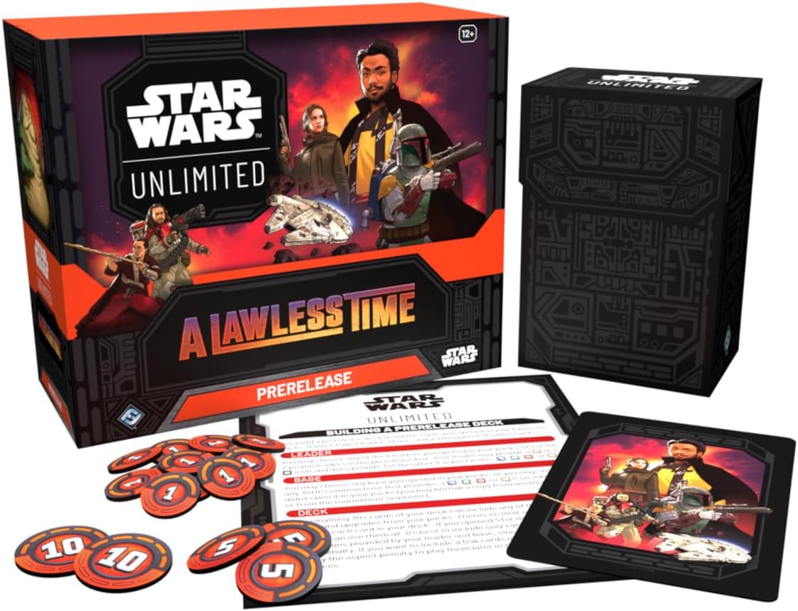 Asmodee Star Wars: Unlimited TCG A Lawless Time PRERELEASE Box - 6 Booster Packs + Exclusive Jabba The Hutt & Leia Organa Promo Cards, Ages 12+, 2+ Players, 20 Minute Playtime