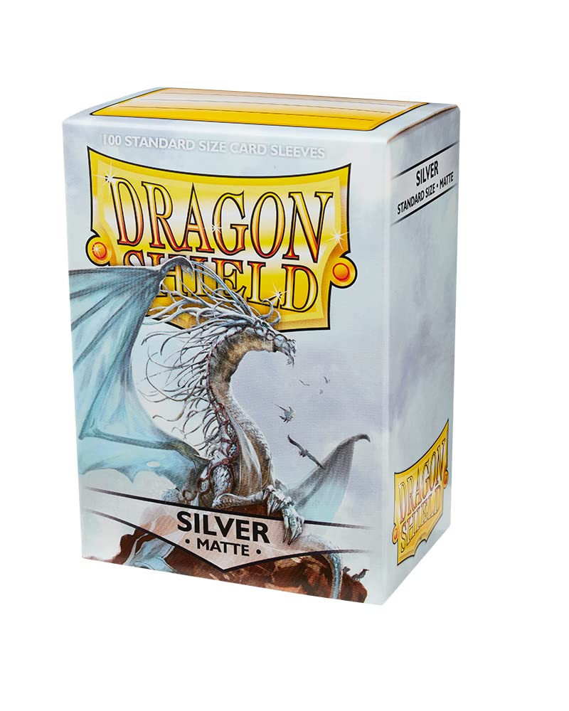 Dragon Shield Standard Size Sleeves Matte Silver 100CT - Card Sleeves are Smooth & Tough