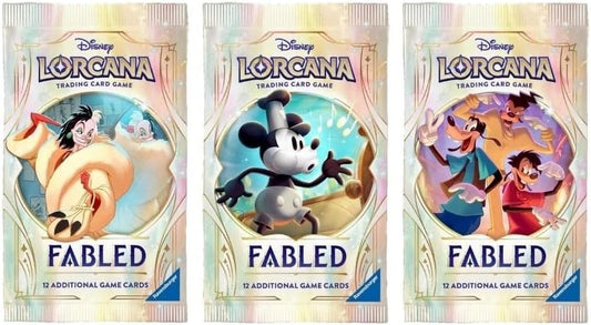 3 Packs 12 Card Booster Pack for Lorcana Fabled