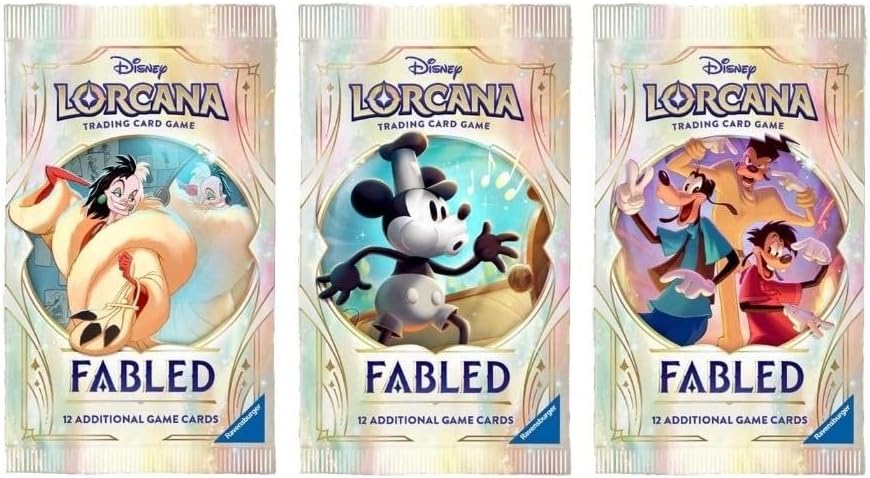3 Packs 12 Card Booster Pack for Lorcana Fabled