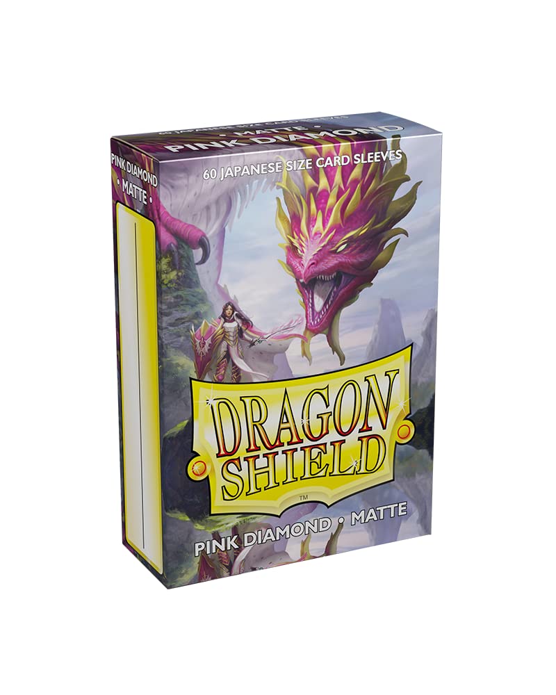 Dragon Shield Japanese Size Sleeves Matte Pink Diamond 60CT - Card Sleeves Smooth & Tough - Compatible with Pokemon, Yu-Gi-Oh!, & More TCG, OCG