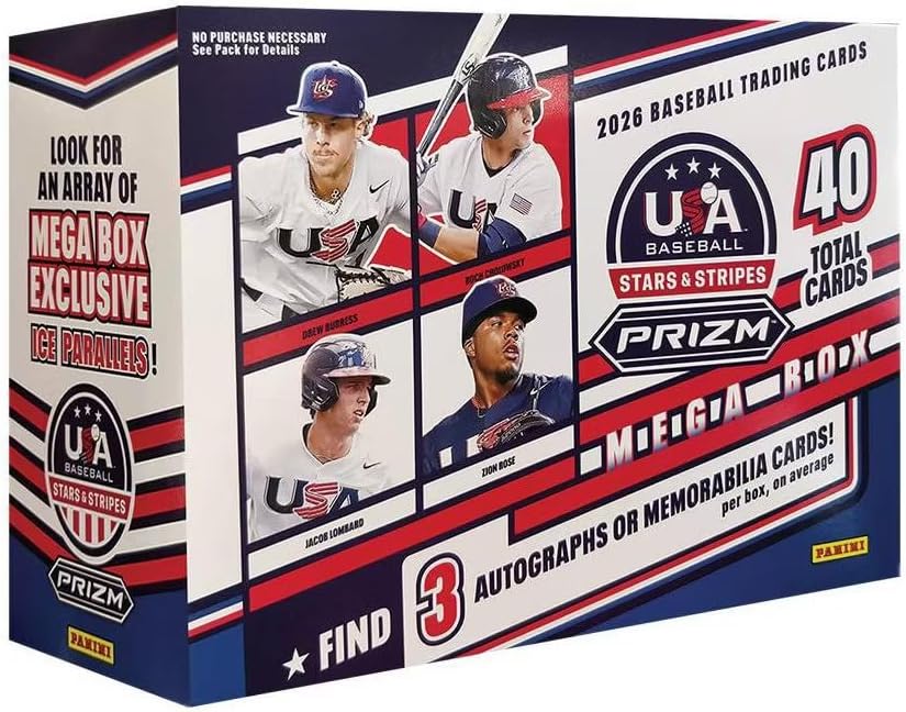 2026 Panini USA Stars and Stripes Prizm Baseball Trading Card Mega Box