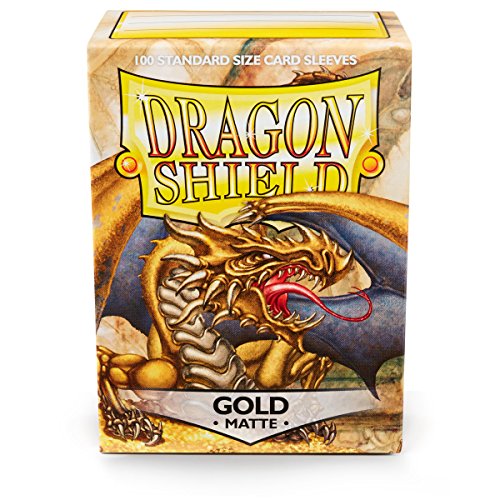Arcane Tinmen Dragon Shield Standard Size Sleeves Matte Gold 100CT - Card Sleeves are Smooth & Tough