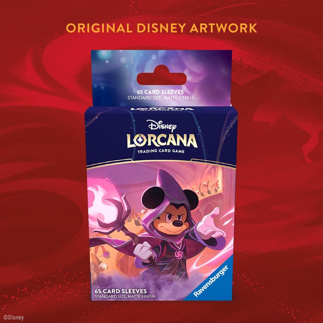Ravensburger Disney Lorcana TCG Card Sleeves Featuring Mickey Mouse - Wayward Sorcerer | 65 Protective Sleeves for TCG Decks | Ages 8+