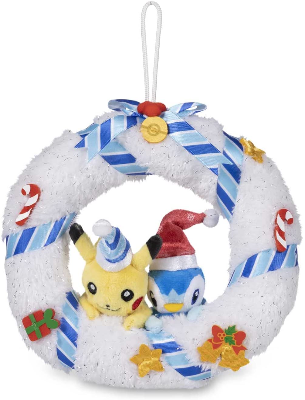 Pokemon 8 Inch Poke Plush - Undersea Holiday Pikachu & Piplup Holiday Wreath
