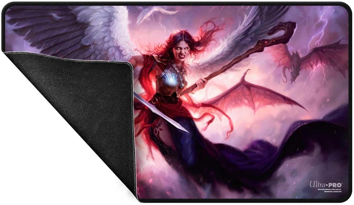 Ultra PRO - Commander Series #5 - Three Color Wedge - Kaalia (Fan-Voted) Black Stitched Playmat for Magic: The Gathering | Use as Mousepad, Desk Mat, Protects MTG Cards During Gameplay TCG Essential