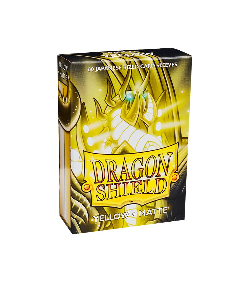 Arcane Tinmen Dragon Shield Japanese Size Sleeves Matte Yellow 60CT - Card Sleeves Smooth & Tough - Compatible with Pokemon, Yu-Gi-Oh!, & More TCG, OCG,ART11114