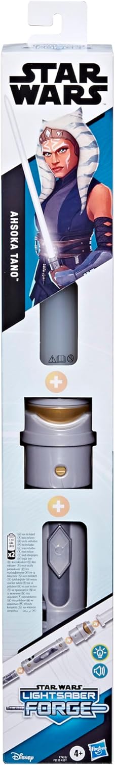 STAR WARS Lightsaber Forge Ahsoka Tano, White Customizable Electronic Lightsaber, Toys for 4 Year Old Boys and Girls