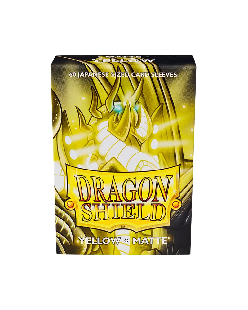 Arcane Tinmen Dragon Shield Japanese Size Sleeves Matte Yellow 60CT - Card Sleeves Smooth & Tough - Compatible with Pokemon, Yu-Gi-Oh!, & More TCG, OCG,ART11114