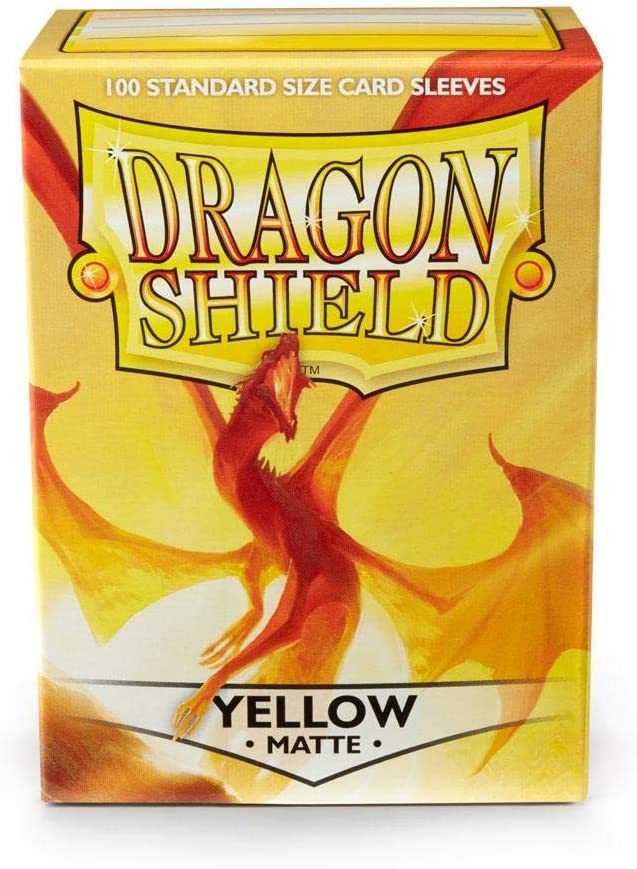 Dragon Shield 100ct Standard Card Sleeves Display Case (10 Packs) - Matte Yellow